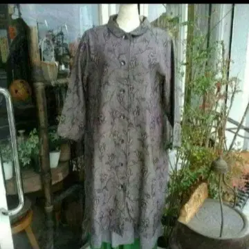 에스닉 택 포함 새상품 꽃무늬 네이비 자카드 직물 안감 코트