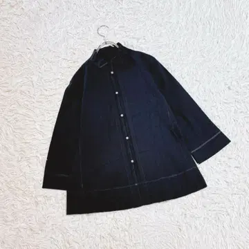 [ HIROKO BIS ] 스탠드 카라 롱 셔츠 울 100% 튜닉