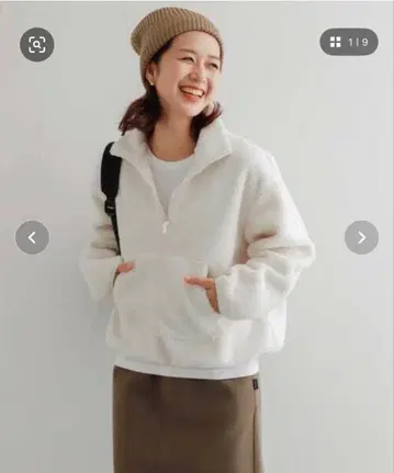 어반 리서치 도어스 플리스 자켓 하프 지퍼 화이트