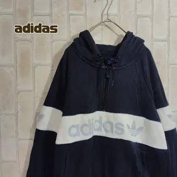 아디다스 adidas 후드티 하프 지퍼 네이비