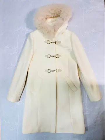 MISCH MASCH 퍼 달린 더플 코트 화이트