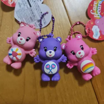 케어베어 러버 참 핑크 보라색 러버 마스코트 키링