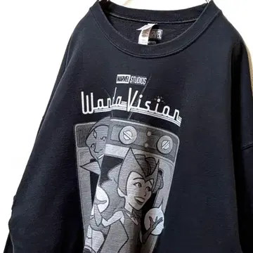 저지즈 마블 완다비전 빅 로고 맨투맨 블랙 XL 구제 의류