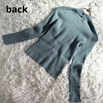 아푸와이저 리셰 [ 2 ] 하이넥 리브 니트 풀오버 블루 그레이