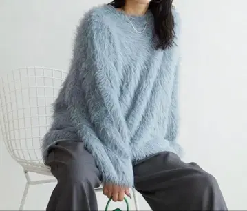 페더얀 샤기 니트 풀오버 (색스 블루)