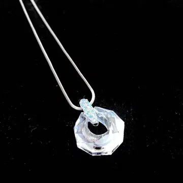 스와로브스키 목걸이 대형 큐빅 클리어 컬러 스카이블루