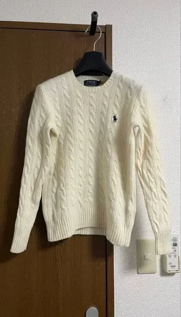랄프 로렌 케이블 니트 울 캐시미어 스웨터 아이보리 XS 컨디션 최상