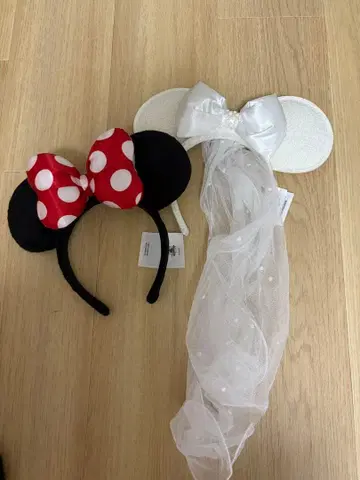 ParisDisney 미니 마우스 머리띠와 웨딩 머리띠 세트
