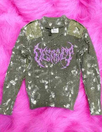 리메이크 니트 명령어 빈티지 밀리터리 y2k