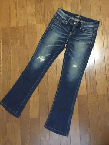 마우지 데미지 데님 24인치 스트레이트 크러쉬 청바지