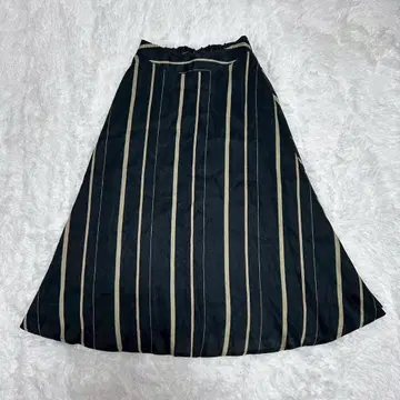 BABYLONE 플레어 스커트 S 린넨 스트라이프 롱 기장 좋은 소재