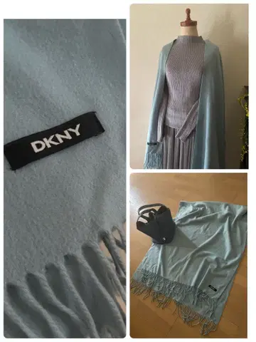 캐시미어 겨울 포인트 컬러 대형 스톨 DKNY 새상품급 고급