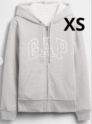 GAP 로고 보아 안감 집업 후드티 XS 라이트 그레이