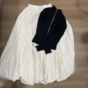 snidel 프론트 지퍼 벌룬 스커트 콤비 원피스