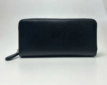 블랙 가죽 장지갑 라운드 지퍼