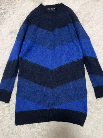 NO ID. 롱 니트 블루 샤기