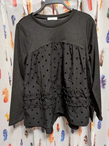 새상품 RIVIETTA 긴팔 도트 무늬 상의 블랙 M 사이즈