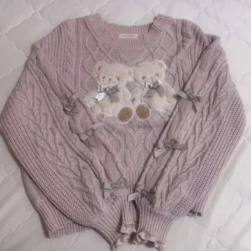 LIZLISA 리즈리사 핑크 Twin Bears 니트탑