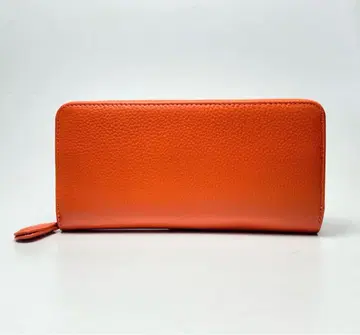 오렌지 가죽 지퍼 장지갑