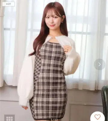 lipservice 페더 체크 앙상블 원피스