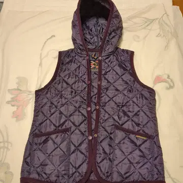 라벤햄 후드 부착 퀼팅 베스트 38 퍼플