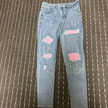 데미지 가공 라이트 블루 데님 28