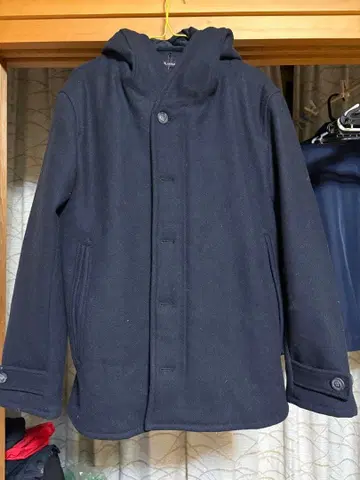 johnbull 후드 부착 네이비 더플 코트