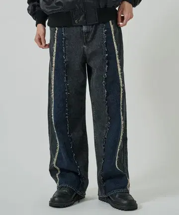 Jieda 스위칭 오버 데님 팬츠