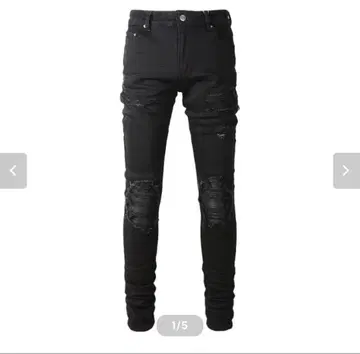 데미지 가공 스키니 청바지 블랙