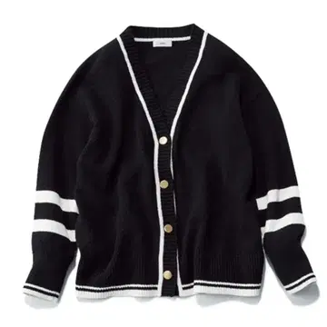 이에나 IENA 라인 니트 가디건 블랙 골드 버튼