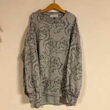 arkakama 고양이 프린트 긴팔 T셔츠 XXL 그레이