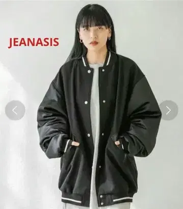 JEANASIS 절개 BIG 바시티 자켓 블랙