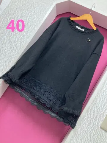 슈퍼 뷰티 소매가 봉긋한 밑단 레이스 디자인 튜닉 부드러운 니트