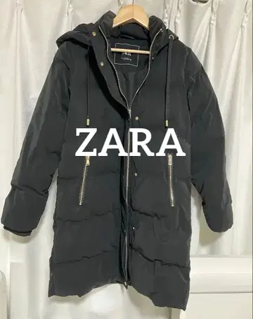 ZARA 블랙 후드 부착 롱 다운 자켓 XS/S/M 사이즈 착용 가능