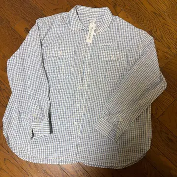 BrokenBase 파랑과 화이트 체크 긴팔 셔츠 택 포함 새상품