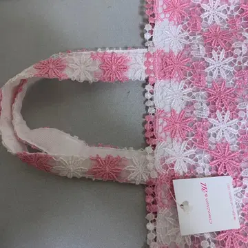 꽃무늬 레이스 토트백