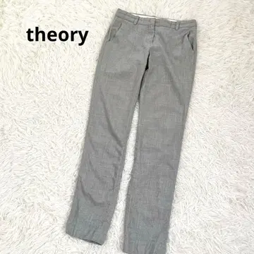 띠어리 울 슬랙스 스트레이트 팬츠 그레이 센터 프레스 일본제