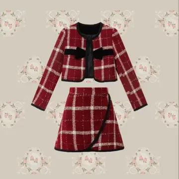 LA POMME petit 레드 체크 셋업