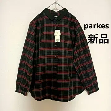 택 포함 새상품 parkes 파크스 체크 무늬 코튼 블라우스 일본제