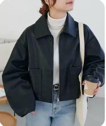 디스코트 인조 가죽 숏 자켓 블랙 프리 사이즈