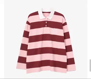 긴팔 스트라이프 피케 셔츠 핑크/버건디