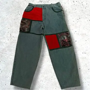 패치워크 디자인 데님 팬츠 36 사이즈