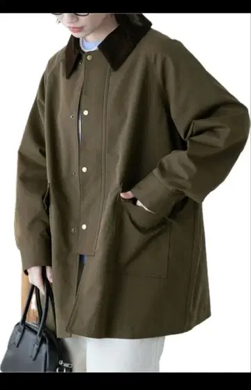 bonlecill 래글런 슬리브 옷깃 코듀로이 자켓