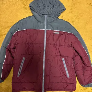 X-GIRL BICOLOR PUFFER JACKET 버건디/그레이