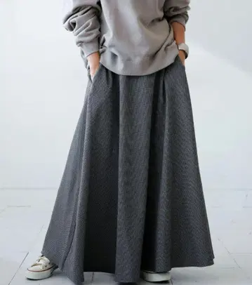 antiqua 건클럽 체크 무늬 A라인 스커트 그레이