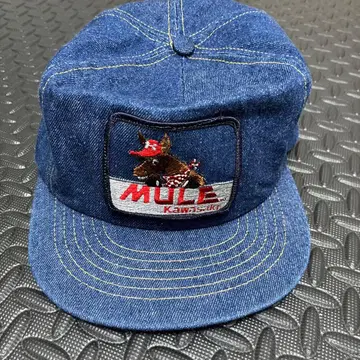 KAWASAKIMULE 워크캡 데님 가와사키 자수