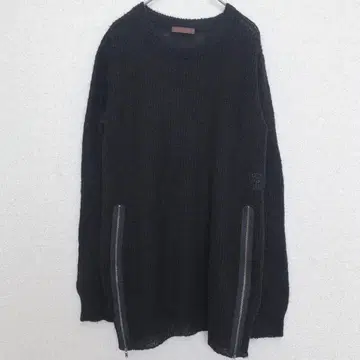 스마트핑크 | 크루넥 니트 스웨터 [ 40 ] 울 혼방 사이드 지퍼 블랙