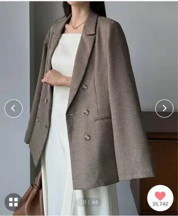 체크 무늬 더블 브레스트 테일러드 자켓