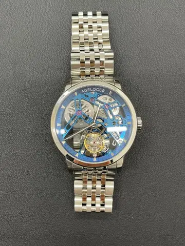 [ 새상품 ] AGELOCER 자동 와인딩 손목시계 스켈레톤 파란색
