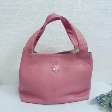 키타무라 핑크 가죽 핸드백 새상품급